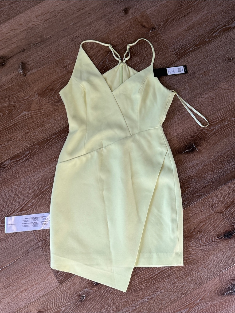 Women's Lemon Yellow Wrap-Front Spaghetti Strap Dress